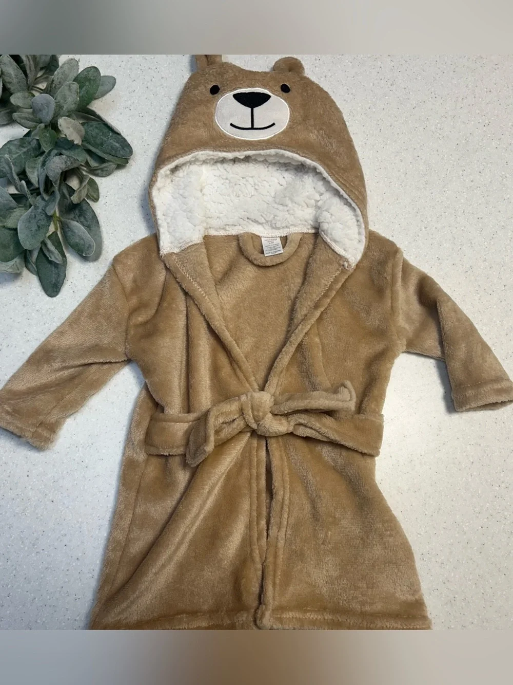 Baby Bear Hooded Plush Bathrobe 0-9 Months New Without Tags